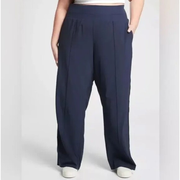 Athleta Nolita Wide Leg Pants in Navy Blue Athleisure Lounge - Size 26 - Picture 1 of 13